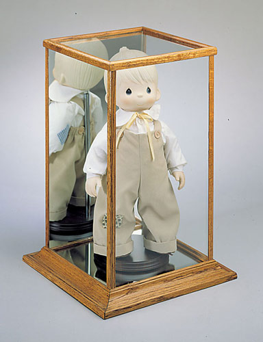 Mirrored Back & Base Display Case Top Lifts Off Base