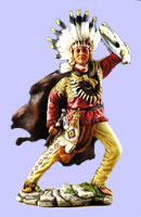 Native American  Sioux Warrior with tomahawk  - Native Tribal Art Figurine