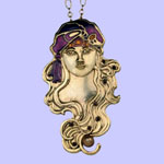 Nouveau Turban Girl Pendant Costume Jewelry