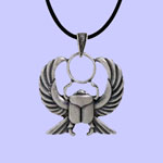 Pewter Winged Scarab Pendant Costume Jewelry