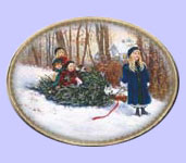 Winter Wonderland -  Sandra Kuck Christmas Plates - Bringing in the Tree