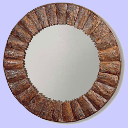 Round Natural Bark Mirror
