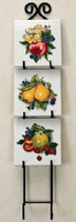 SMALL WROUGHT IRON RAIL Displays four Plates or Plaques - Black Wrought Iron Wall Mountable Vertical Plate Hanger for 4 Plates
