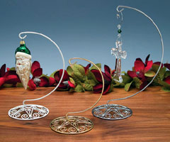 Smooth Wire Ornate Base Ornament Display Stand - Ornate Gold Toned Ornament Stand