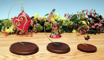 Classic Fruitwood Wire Ornament Display Stand - Fruitwood Ornament Stand for Lightweight Ornaments