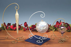 Gold Tone Twisted Wire Scroll Foot Ornament Display Stands - Gold Toned Ornament Stand