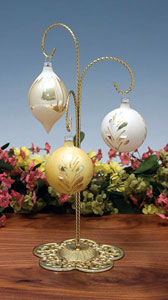 Gold Tone Twisted Wire Filagree Bass Three Tier Ornament Stand - Filigree 3 Arm Gold Toned Ornament Stand