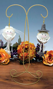 Gold Tone Twisted Wire Twin Ornament Display Stand - Twisted 2 Tier Gold Toned Ornament Stand