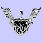 Flaming Black Heart Pendant Costume Jewelry