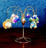 Gold Tone or Silver Mini Fountain Ornament 12 Arm Display Tree - 12 Arm Silver or Gold Tone Ornament Tree Stand
