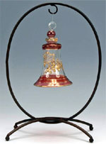 Black or Gold Wrought Iron Oval Shaped Ornament or Bell Display Stand - Oval Shaped Black or Gold Wrought Iron Ornament Stand